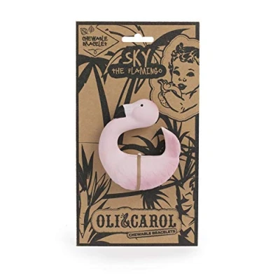Image de Oli &amp; Carol Jouet de Dentition en Caoutchouc Naturel, Sky The Flamingo, 8cm