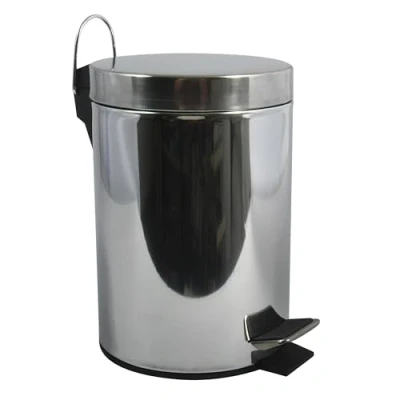 Image de MSV, Poubelle à Pédale en Inox, pour pied, Petits Espaces, Couvercle Fermeture Douceur, avec Seau Intérieur, Ronde, 20 Litres, Miroir