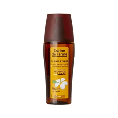 Image de Corine de Farme Spray Graisse à Traire, Huile Bronzante + Activateur Bronzage Teint Hâlé Sans Autobronzant Monoï Tahiti, Parfum des Îles 150 ml