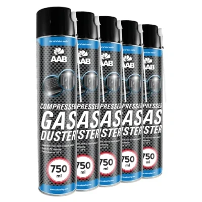 Image de 5 x AAB Bombe Air Sec 750ml Bouteille Comprimé, Nettoyage des Ordinateurs, Dépoussiérant en Spray, Enlever la Poussière, sans Odeur Aérosol, Computer Cleaner, Informatique Matériel