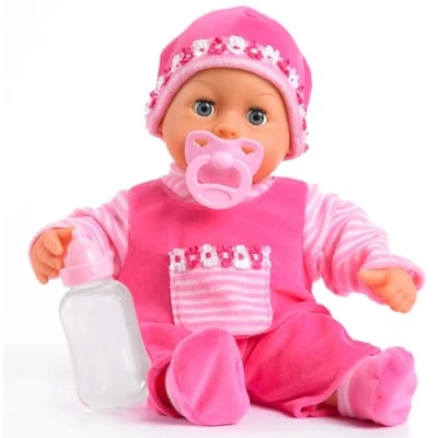 Image de Bayer Design 93825AA, Poupon Bébé Premiers Mots, poupée parlante, interactive, avec sons de bébé, rose, 38 cm