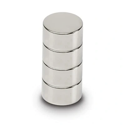 Image de MAUL Aimant Néodyme en Forme de Pastille, Lot 4 Aimants Ronds Particulièrement Puissants, au design Moderne, 15 x 10 mm, Charge Jusqu&#039;à 8 kg, Argent