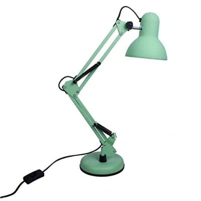 Image de BEL AIR HOME lampe de bureau LED à bras articulé, table Antigona, design rétro vintage 1xE27, idéale pour illuminer votre espace travail ou lecture (VERT/MATTE)