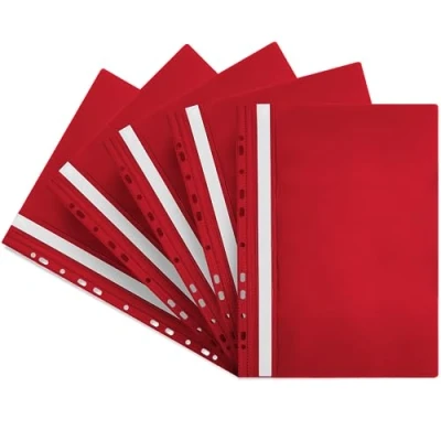 Image de Netuno 5x farde à lamelle perforée rouge A4 dossiers rapides PP avec perforation devis pour école bureau chemise couverture avant transparente lamelles en