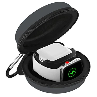 Image de MoKo Boîte de Rangement Compatible avec Apple Watch Ultra 2/1/SE 2/SE/Series 10/9/8/7/6/5/4/3/2/1/AirPods Pro 2/1/AirPods 3/2/1,Étui Voyage + Support Chargement,Sac Protection,Gris Sidéral