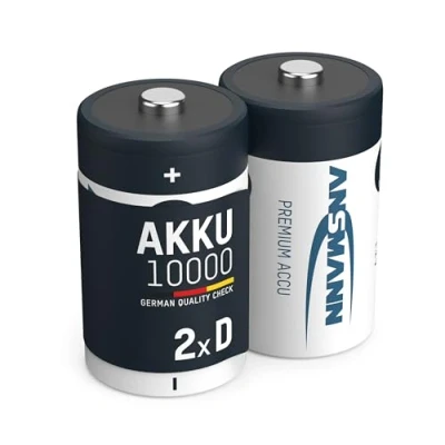 Image de ANSMANN Piles rechargeables Mono D Type 10000 1,2 V NimH (lot de 2) HR20 à faible autodécharge Accumulateurs idéaux pour les lampes poche, jouets, appareils médicaux, etc.