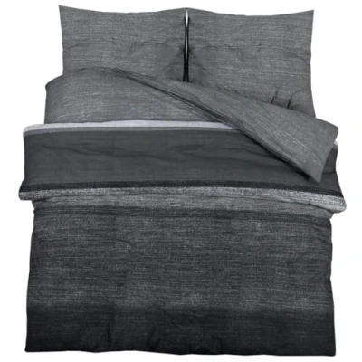 Image de vidaXL Ensemble de Housse Couette Gris foncé 155x220 cm Coton