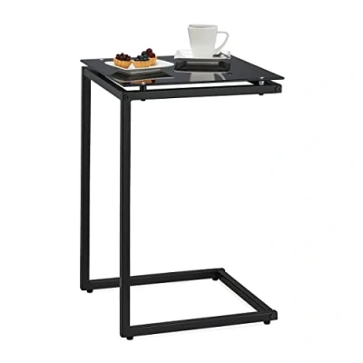 Image de Relaxdays Console en Forme de C, à Glisser sous Un Meuble pour Gain Place, métal &amp; Verre, HLP : 60 x 40 cm, Noir