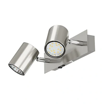 Image de ledscom.de Applique murale WAIKA, à deux flammes, avec interrupteur, chrome mat, incl. ampoules LED GU10 227lm blanc chaud chacune