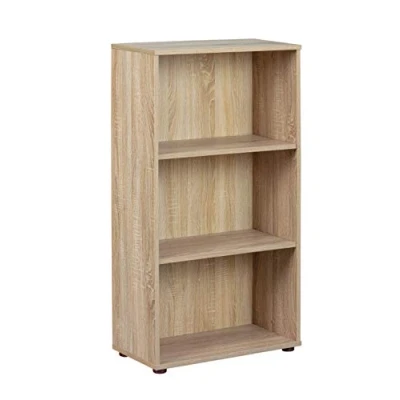 Image de Inter Link Bibliothèque Étagère sur pied 5 compartiments Étagères réglables en hauteur bois Salon Bureau Parini 4 Fini chêne