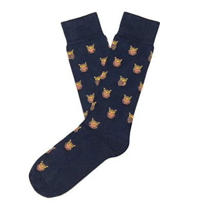 Image de Jimmy Lion Chaussettes Owls Bleu Marine, fabriquées en coton peigné. taille 36 40 et moyenne.