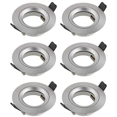 Image de SEBSON 6x Spot Encastrable Plafond incl. douille GU10 Trou de montage ø65mm, ø80x24mm, Aluminium Brossé, LED/Halogene