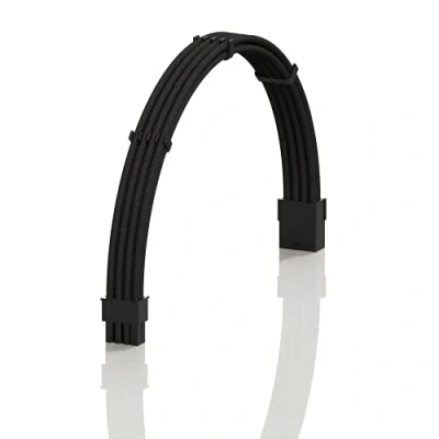Image de LINKUP AVA 50cm 8 Broches (6+2) GPU PCI E PSU Alimentation Câble d&#039;Extension PC Mod Personnalisé à Manches Tressées avec Peigne Pack Unique 500mm Noir