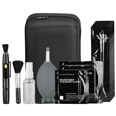 Image de Movo Deluxe Essentials Kit de Nettoyage pour Appareil Photo Reflex numérique avec 10 tampons APS C, Liquide capteur, souffleur d&#039;air fusée, Stylo Objectif, Brosse Douce, 2