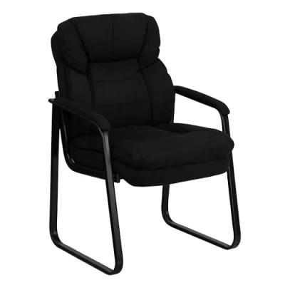 Image de Flash Meuble Noir en Microfibre Executive Chaise de côté avec Base Luge, Black Microfiber, Microfiber