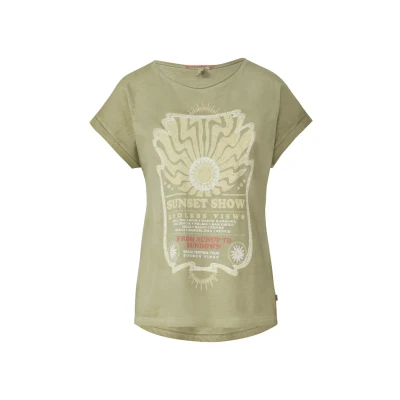Image de QS Gewaschenes MIT Frontprint Tshirt imprimé, Femme, Taille: XS, Salbeigrün