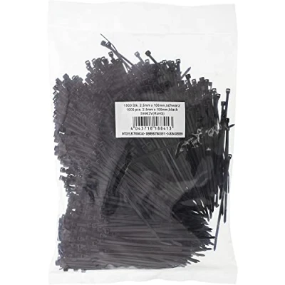 Image de InLine 59963 V Lot de 1000 serre câbles 100 mm x 2,5 Noir
