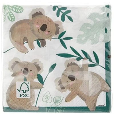 Image de Amscan 16 Serviettes Koala 33 x cm, 10136630, Multicolore
