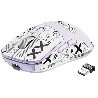 Image de VGN GAMEPOWER Attack Shark X3 Superlight Souris Gamer sans Fil, 49g Ultra Léger Gaming, 26,000 DPI, PixArt PAW3395, 2.4G/Filaire/Bluetooth, Grip Tape, Batterie 200Heures, PC/Mac, Lavande