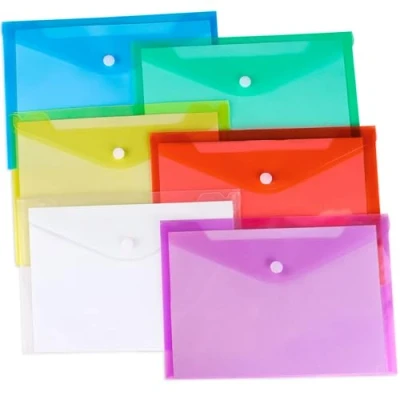 Image de 12 Pièces Pochettes avec Bouton pression Pochette Transparente pour Documents A5 Imperméable Document École Bureau