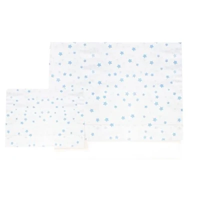 Image de Various Parure de lit pour berceau 60 x 120 cm, linge lit, 100 % coton extra doux, réfriqué en Europe, (dessous + drap taie d&#039;oreiller) imprimé étoile bleu/blanc