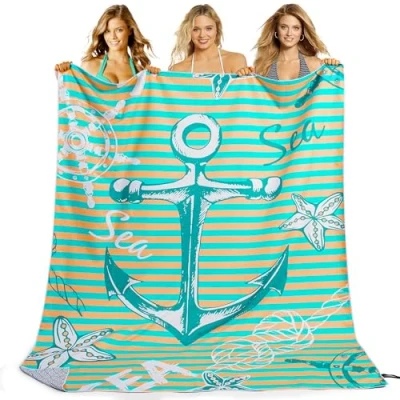 Image de KUOGAS Serviette De Plage XXL 200x145 cm, Grande en Microfibre à SéChage Rapide, Bain sans Sable, Couverture pour Femmes