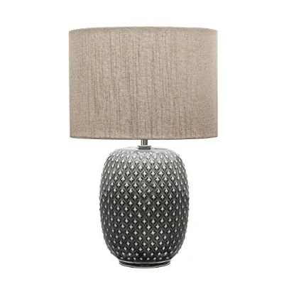 Image de Pauleen 48153 Pretty Classy Lampe luminaire à Poser avec Abat Jour en Tissu Clair Max 60W E27 foncé 230V Céramique, Gris, Beige