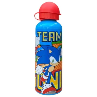 Image de CARTOON Gourde en aluminium Hérisson bleu supersonique bouteille avec tétine pour enfants de 500 ml rouge