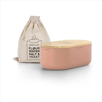 Image de LARS NYSØM Boîte à Pain I Boite a avec Sac en Lin pour Une fraîcheur Durable Couvercle Bambou de Haute qualité pouvant être utilisée comme Planche découper 36x19x13cm (Blush Rose)