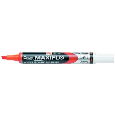 Image de Pentel Maxiflo Lot de 12 marqueurs effaçables à sec tableau blanc Pointe biseautée moyenne Encre liquide Orange