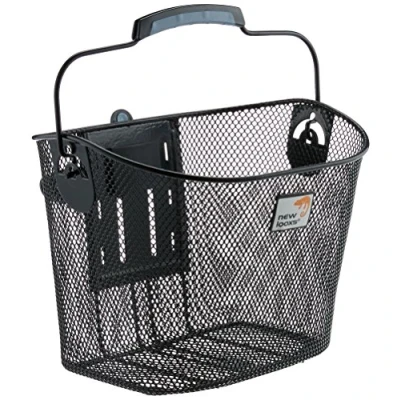 Image de New Looxs Toscane Panier de vélo Avant Compatible avec KlickFix Support Noir réglable en Hauteur très Stable à Mailles serrées