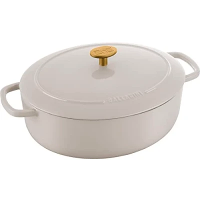 Image de BALLARINI Bellamonte Cocotte, Rustidera, Pot de cuisson en fer coulé émaillé, ovale, 31 cm, 5,5 l, blanc ivoire
