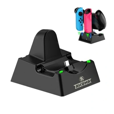 Image de AKUMA Cyber V02 Station de Charge pour Nintendo Switch Manette Pro Controller, Joy Cons, Switch/Switch OLED/Switch Lite Chargement Intelligent Noir