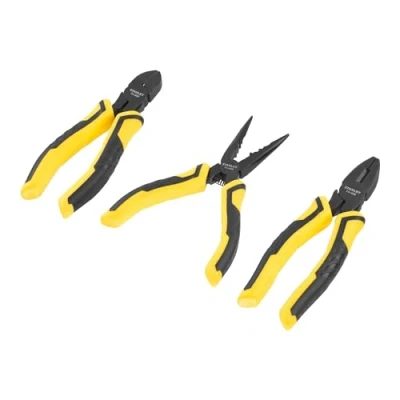 Image de STANLEY STHT0 75094 Juego Alicates Control Grip. Universal + Corte Diagonal boca Larga, Noir/Jaune, Taille Unique