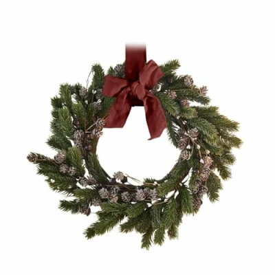 Image de Loberon Couronne Lyandra, Branches et cônes Authentiques, Look réaliste, Durable Robuste, de Porte, décoration, pin, Plastique. Vert