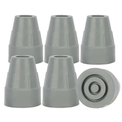 Image de supregear 6 Pack Embouts de Canne en Caoutchouc, Renforcés 22 mm avec Base Extra Large Antidérapante Remplacement pour Marche Accessoire Pliante, Gris