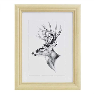 Image de WOLTU Cadre Photo 21,9x30 cm A4Cadre en Bois Massif avec Passe Partout, Suspendre Horizontalement ou Verticalement, Décoration Murale sur Table