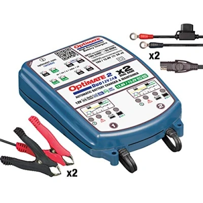 Image de Optimate TecMate 2 DUO x BANK, TM570, Séries BRONZE: Système permettant de charger et d’assurer la maintenance d’une batterie scellée 2x 12V /12,8V 2A en 5 étapes