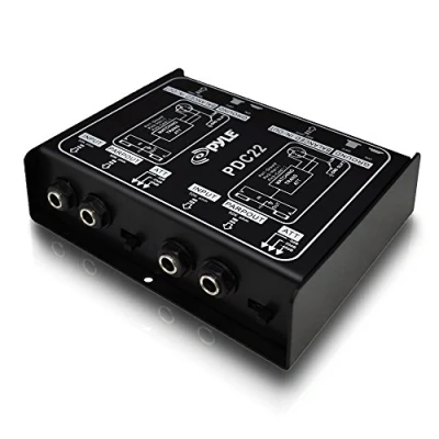 Image de Pyle Pro boîte de direct passif qualité avec éliminateur bourdonnement et atténuateur d&#039;entrée, connecteur transformateur d&#039;impédance 6,35 mm vers XLR PDC22 symétrique asymétrique, noir