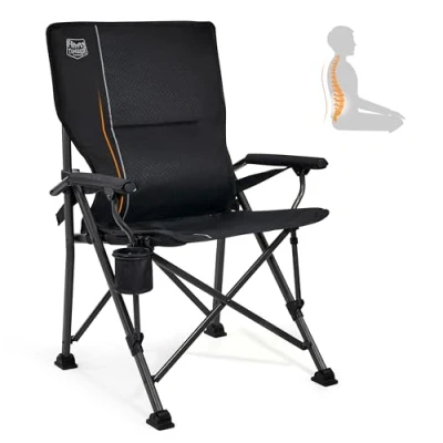 Image de TIMBER RIDGE Chaise Camping Pliante Portable Dossier Réglable Accoudoir Rembourré avec Porte gobelet de Pêche Plage Robuste, Support 150kg