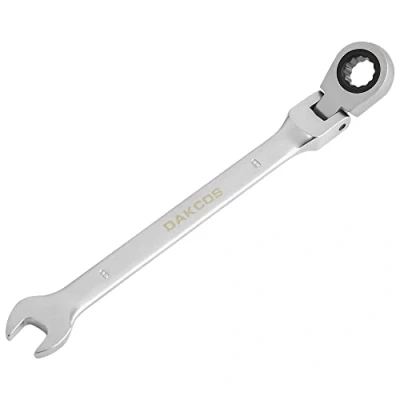 Image de DAKCOS Clé à cliquet combinée 8mm métrique articulée en CR V avec finition chromée mate