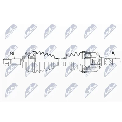 Image de NTY NPW RE 083 Arbre de transmission Essieu avant gauche 699 RENAULT: Megane 3 Coupe, 3, CC