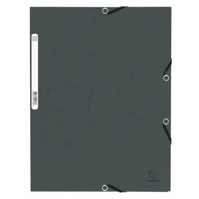 Image de Exacompta Réf. 55313E Paquet de 10 chemises à élastiques pochettes 3 rabats en carte lustrée 355 g/m2 dimensions 24 x 32 cm pour documents au format A4 couleur gris