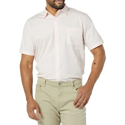 Image de Amazon Essentials Chemise en Popeline à Manches Courtes Coupe Ajustée Homme, Rose, XXL