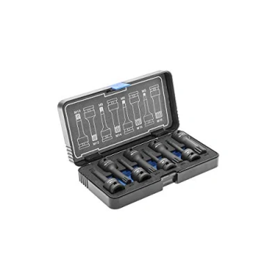 Image de Hogert Technik HT6R006 Jeu de douilles 8 Spline Acier molybdène chrom 1/2 à tête carrée