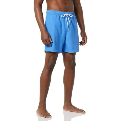 Image de Amazon Essentials Short de Bain à Séchage Rapide Entrejambe 18 cm couleurs abandonnées Homme, Bleu, S