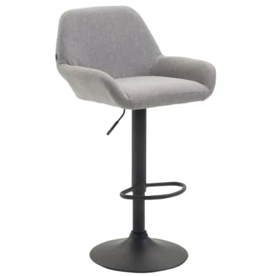 Image de CLP Tabouret De Bar Design Braga Tissu I Réglable en Hauteur Et Pivotant Chaise avec Dossier Repose Pied Ergonomique Siège Pivotant, Couleur:Gris, Couleur du Cadre:Noir
