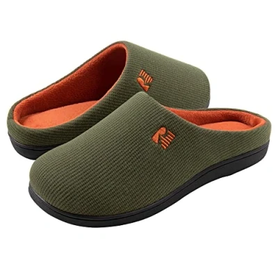 Image de RockDove Chausson en Mousse à Mémoire de Forme Deux Tons pour Homme, 43.5 EU, vert armée et orange