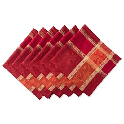 Image de DII Traditional Harvest Lot de 6 Serviettes carrées en Coton damassé pour décoration Table d&#039;automne Motif Citrouille Orange brûlé 50,8 x cm
