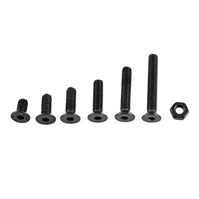 Image de M3 Kit de 250pcs Assortiment Vis Boulon Douille Hexagonale Tête Fraisée Plate/Bombée/Cylindrique Six Pans Creux en Acier d&#039;Alliage avec Ecrous, x 6/8/10/12/16/20mm (C: Plate)